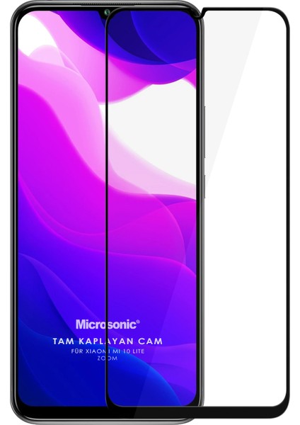 Xiaomi Mi 10 Lite Zoom Tam Kaplayan Temperli Cam Ekran Koruyucu Siyah