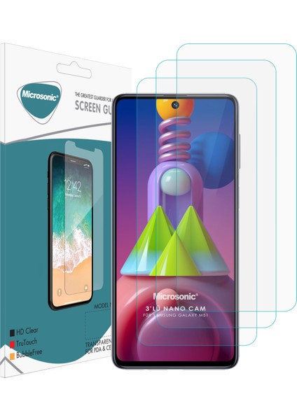 Samsung Galaxy M51 Screen Protector Nano Glass (3 Pack)