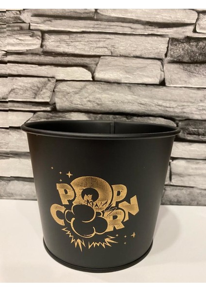 Popcorn Metal Mısır Kovası Kutusu Siyah