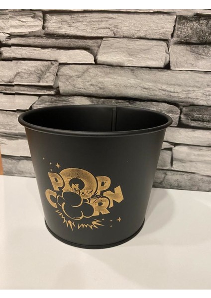 Popcorn Metal Mısır Kovası Kutusu Siyah