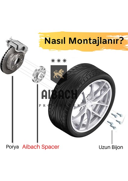 Aibach Pro Spacer Bmw F10-F30 Spacer 2 Adet Set + 10 Adet Bijon 20 mm Kalınlık