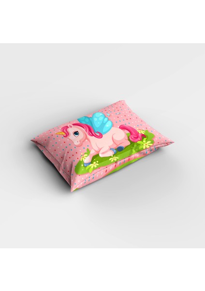 Pink Unicorn 3D Pamuk Saten Bebek Nevresim Takımı