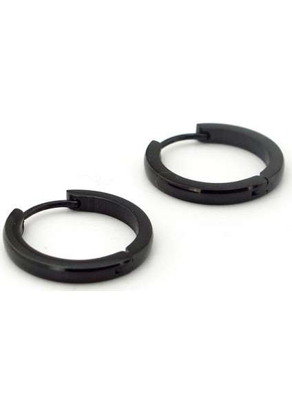 Büyük Boy 20 mm Halka Siyah Çelik Halka Küpe E837