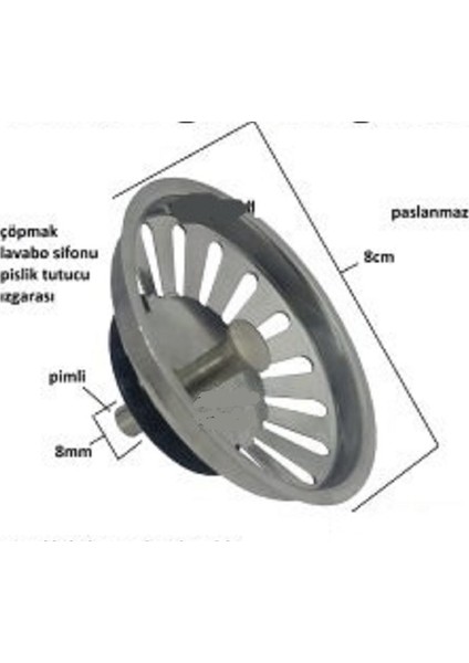 Mutfak Eviye Sifon Süzgeci 8 mm Üniversal