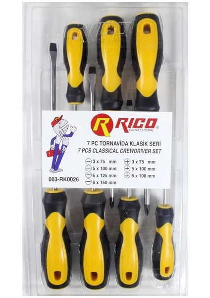 003-RK0026 Tornavida Klasik Set Yıldız-Düz 7 Parça Set