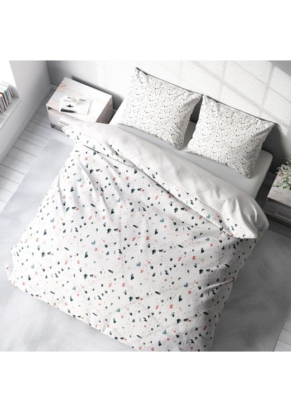 Terrazzo 3D Pamuk Saten Çift Kişilik Nevresim Takımı