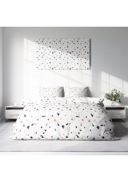 Terrazzo 3D Pamuk Saten Çift Kişilik Nevresim Takımı