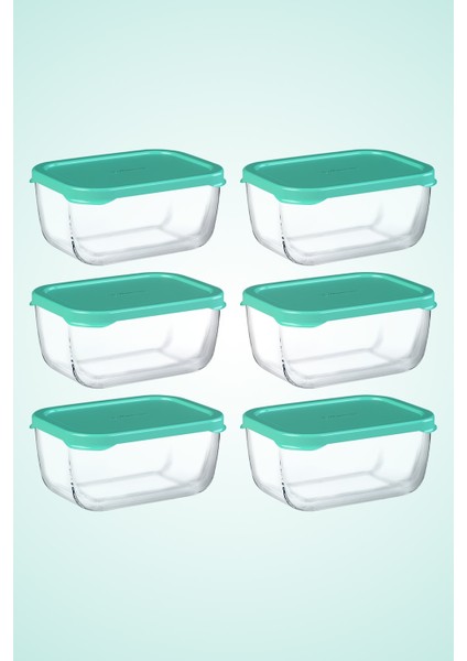 6'lı Snowbox Saklama Kabı Takımı - 420CC - Yeşil Kapaklı PB6X53733-Y