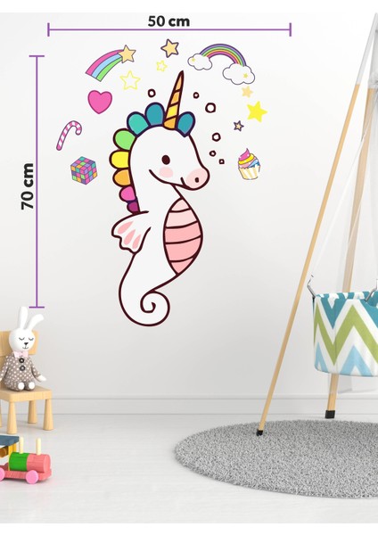 Unicorn-Deniz Atı ve Sevimli Figürler Çocuk Bebek Odası Duvar Dekorasyon modelleri