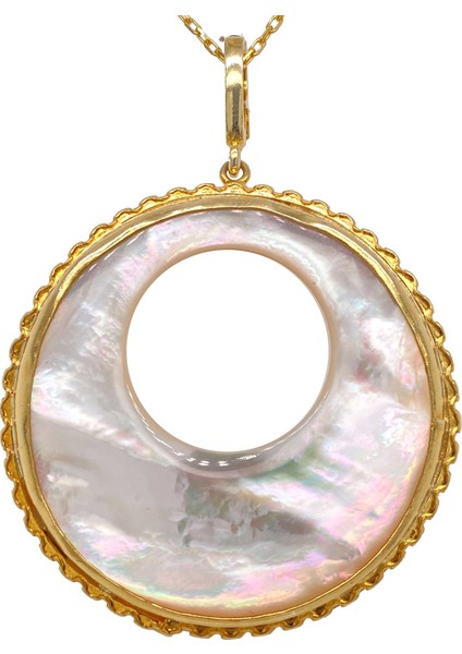 Birinci1926 925 Ayar Gümüş Mother Of Pearl İç İçe Daire Sedefli Kolye