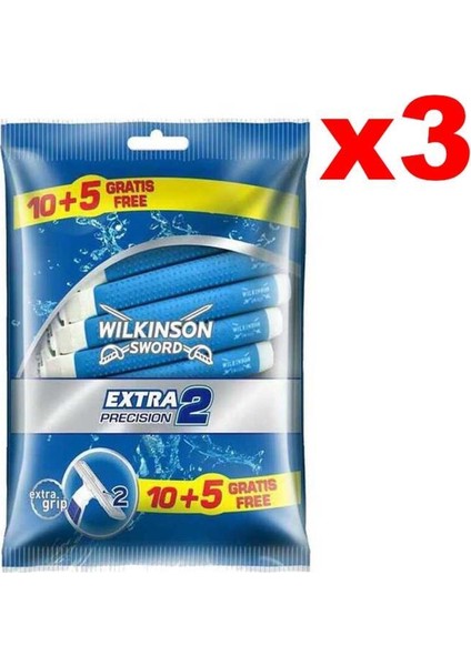 Sword Extra 2 Precision Çift Bıçaklı Bas Temizle Özellikli 10+5 Kullan At Tıraş Bıçağı 3'lü Paket