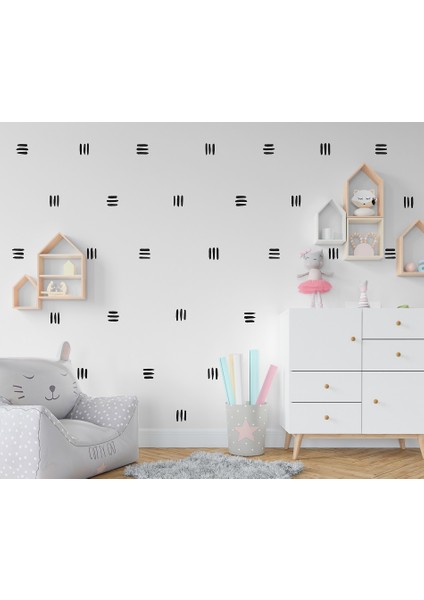 Mat Siyah Çizgiler Duvar Sticker 30 Adet