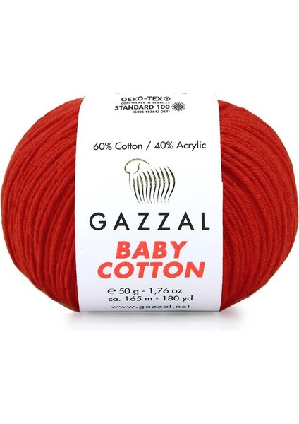 Baby Cotton El Örgü İpi Alev Kırmızı 3443