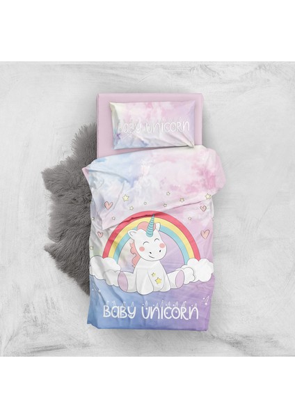 Baby Unicorn 3D Pamuk Saten Bebek Nevresim Takımı