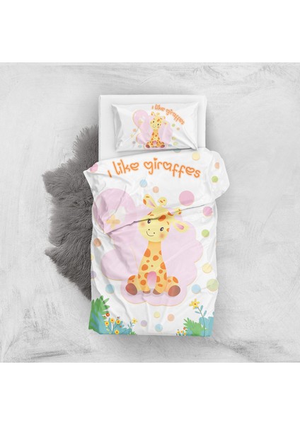 Like Giraffe 3D Pamuk Saten Bebek Nevresim Takımı