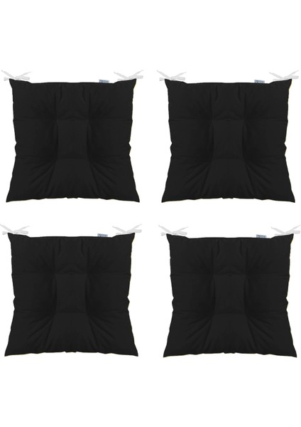 4'lü Pofidik Kare Sandalye Minderi Su İtici Siyah 40 x 40 cm Pamuk Polyester