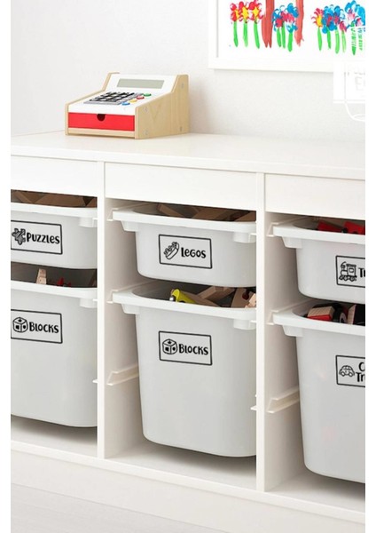 Oyuncak Kutusu Sticker-Organizer Etiket-Şeffaf Baskılı 28 Adet