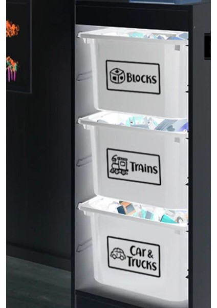 Oyuncak Kutusu Sticker-Organizer Etiket-Şeffaf Baskılı 28 Adet