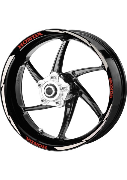 Honda Jant Şeridi Reflektif Beyaz Kırmızı Model S