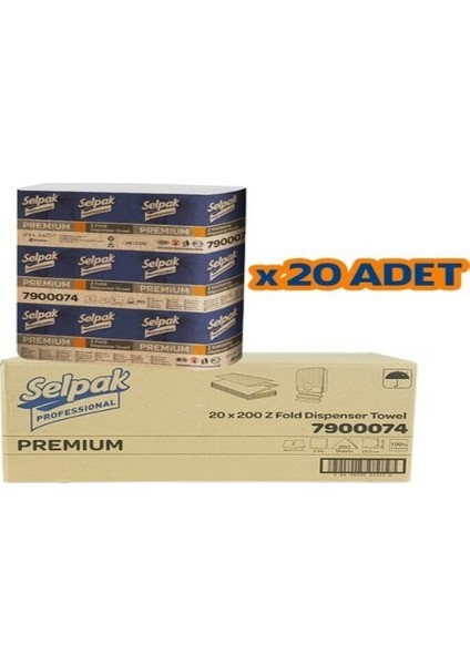 Premium Z-Katlama Dispenser Havlu 200'LÜ - 20'li