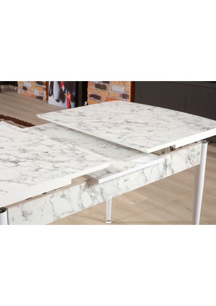 My Massa Mymassa - Elit Trend Carrara Mutfak Masası + 6 Gold Sandalye Takımı - Beyaz Metal Ayak - Pembe fırsatları