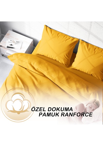 Sarı Lux Pamuk Ranforce Çift Kişilik Nevresim Takımı
