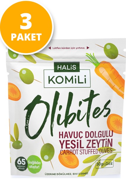 Olibites Havuç Dolgulu Yeşil Zeytin 3 x 30 gr