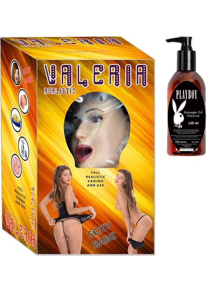 Valeria Ses Çıkartabilen 3 Işlevli Realistik Şişme Bebek Manken Kadın ve Playboy Masaj Yağı