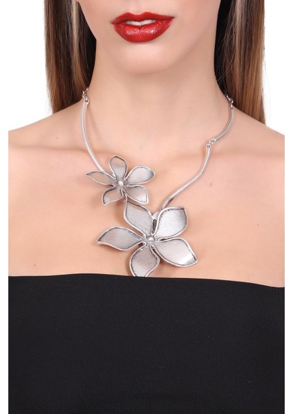 Kadın Antik Gümüş Kaplama Manolya Stilizesi Kolye modelleri