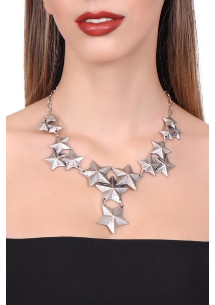 Kadın Antik Gümüş Kaplama Yıldız Kolye fiyatları