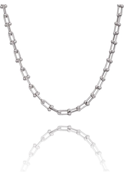 Kadın Antik Gümüş Kaplama Blanca Model Geçmeli Zincir Kolye