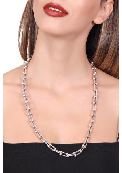 Kadın Antik Gümüş Kaplama Blanca Model Geçmeli Zincir Kolye modelleri