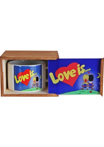 Love Is Tasarımlı Doğal Ahşap Kutulu Kupa Sevgiliye Love Is fiyatları