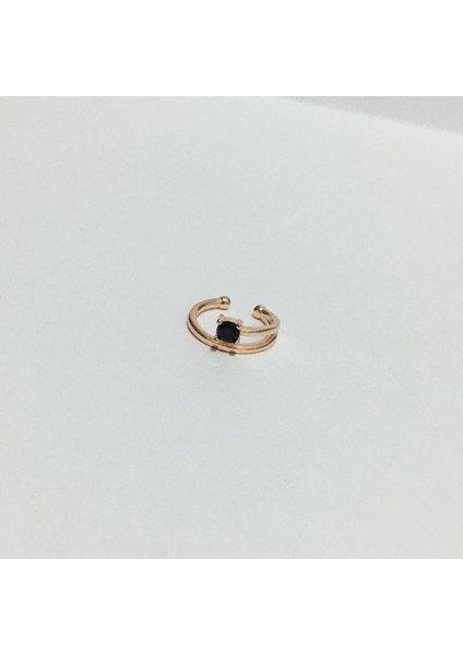 Gümüş Rose Siyah Zirkon Taşlı Kıkırdak Küpe