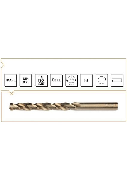 Makina Takım Hss-E Altın Seri Inox Delme Matkap Ucu 10 mm