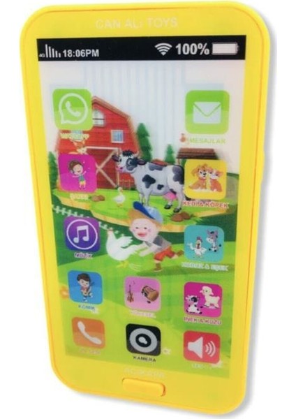 Can Ali Toys Oyuncak Dokunmatik Cep Telefonu Türkçe Sesli 12 Fonksiyonlu Sarı