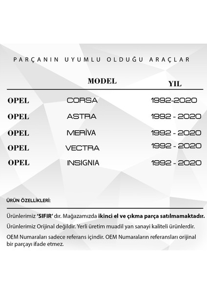 Opel Corsa, Astra, Meriva, Vectra, Insignia İçin Güneşlik Ayağı