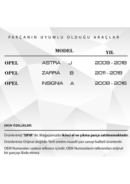 Opel Astra J, Insignia A, Zafira B İçin Otomatik Vites Topuzu