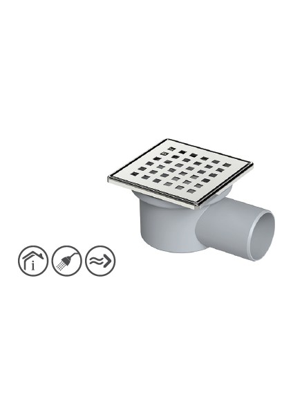 Legal Kare Yer Sifonu Krom Kapak Çev. 10X10X32 Yandan