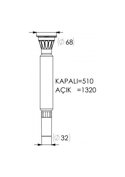 Ø 32X70 Uzun Körüklu Sifon Standart