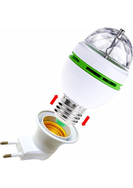 Disko Dönen LED Ampul + Aç - Kapa Fiş Duy Rgb 3W E27