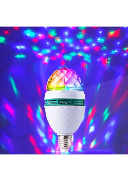 Disko Dönen LED Ampul + Aç - Kapa Fiş Duy Rgb 3W E27