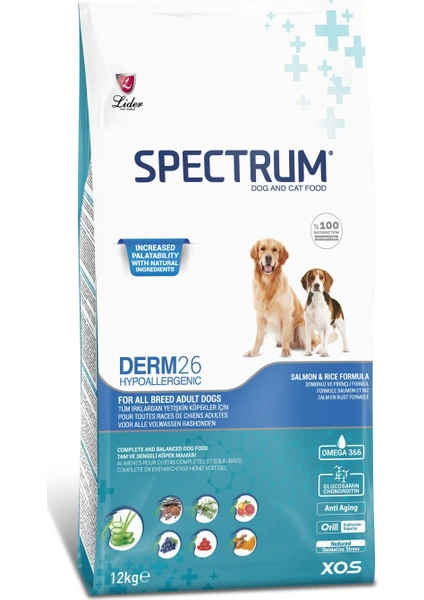 Derm 26 Hypo-Allergenic Balıklı Yetişkin Köpek Maması 12kg