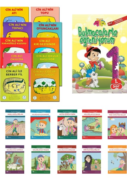 Cin Ali Hikaye Seti 10 Kitap +Bulmacalarla Öğreniyorum+Keloğlan 10'lu Hikaye Seti
