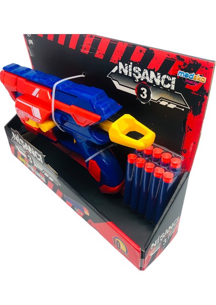 Nerf Tabanca Nişancı 3 Sünger Atan Tabanca 10 Mermili