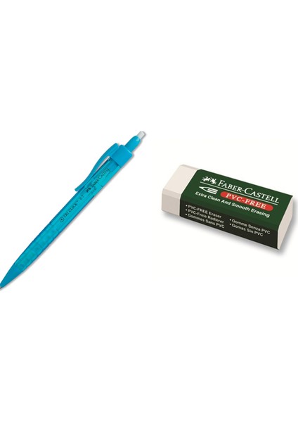 Faber-Castel Tri Click Versatil Kalem + Faber-Castell Beyaz Silgi