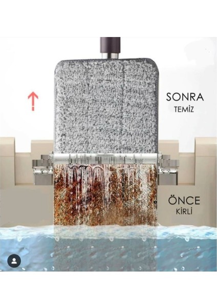 Spin Mop Tablet Mop Krem 5 L + Yedek Mop Bez 4