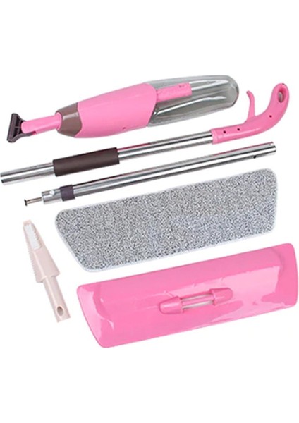Microfiber Bezli Deterjan Hazneli Sprey Mop Pembe +4 Yedek Bez
