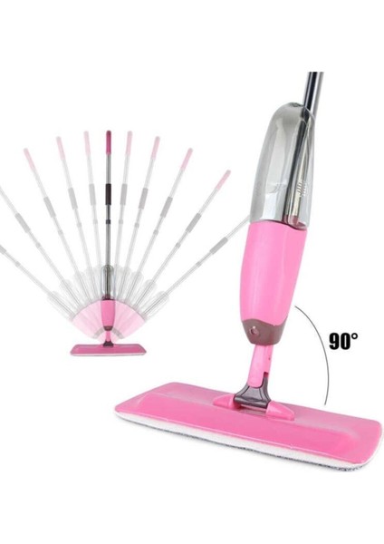 Microfiber Bezli Deterjan Hazneli Sprey Mop Pembe