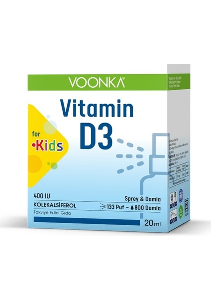 Vıtamın D3 400 Iu Mct Damla/sprey 20 ml